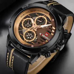 Для мужчин S Часы Лидирующий бренд Элитный бренд naviforce Повседневное кварцевые часы Для мужчин кожаные спортивные Наручные часы