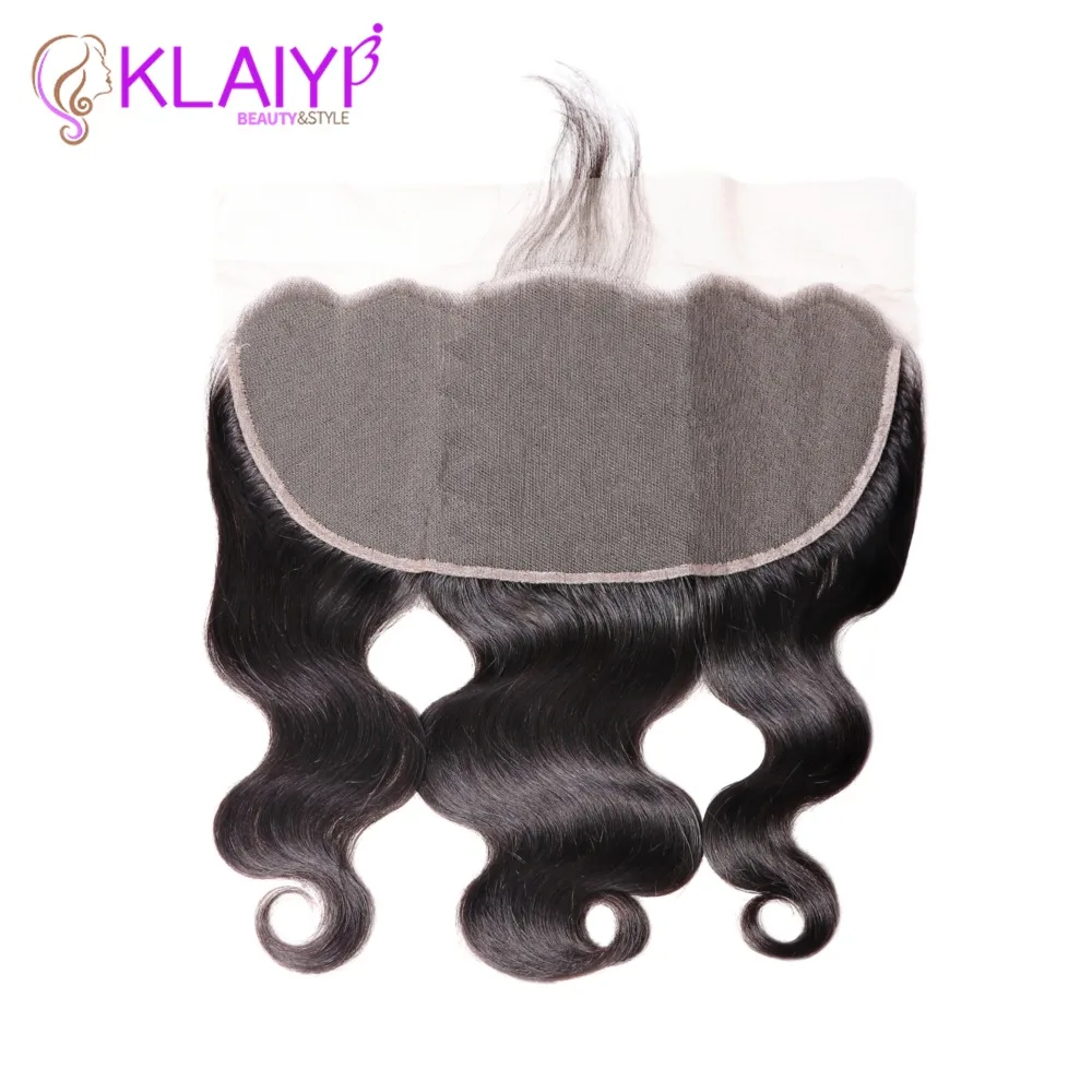 Klaiyi синтетический Frontal шнурка волос бразильский средства ухода за кожей волна синтетическое закрытие волос 13*6 свободная часть Remy человеческие волосы