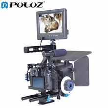YELANGU YLG1105A Handle Video Camera Cage Stabilizer Kit with Matte Box & Follow Focus for Panasonic Lumix DMC-GH4 / Sony A7SII aluminum alloy handheld camera video support kit dslr cage set with follow focus matte box for sony a7s a7 a7r a7rii a7sii gh4