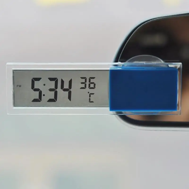 

Car Mini Clock Automobile Digital LCD Horloge Thermometer Temperature Meter w/ Suction Cup By AG10 Button Cell Auto Accessories