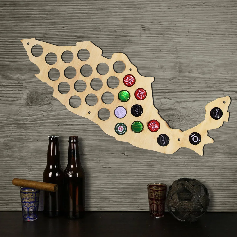 

Creative Wooden Craft Beer Cap Maps Of Mexico Wall Mounted Decorative Maps Beer Caps Collection Gadgets