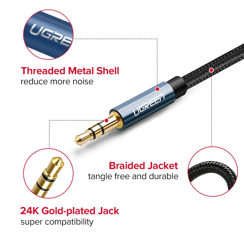 Ugreen Jack 3.5 Audio Cable 3.5mm Speaker Line Aux Cable for iPhone 6 Samsung galaxy s8 Car Headphone Xiaomi redmi 4x Audio Jack Ugreen Jack 3.5 Audio Cable 3.5mm Speaker Line Aux Cable for iPhone 6 Samsung galaxy s8 Car Headphone Xiaomi redmi 4x Audio Jack