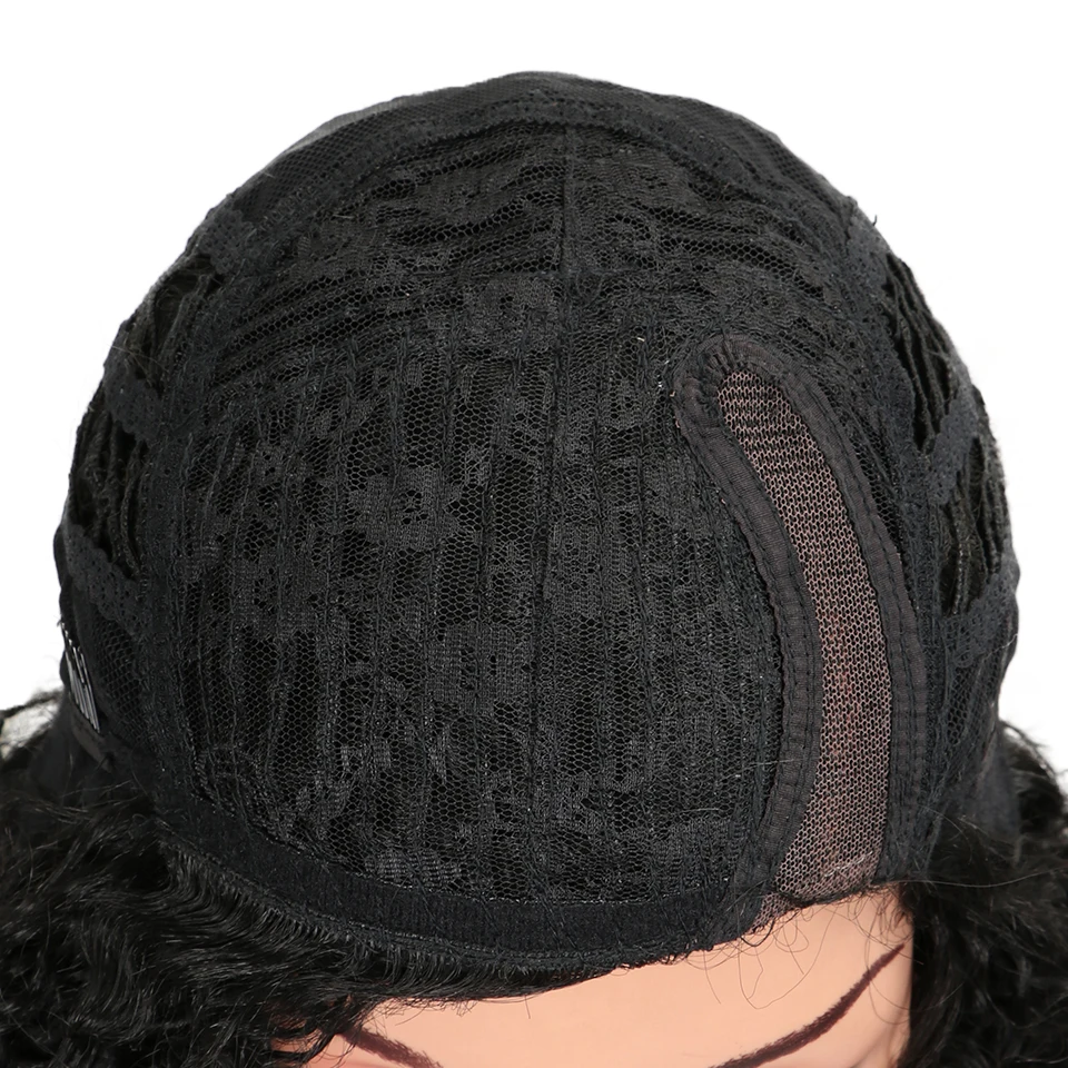 Волшебные кудрявые волосы 26 дюймов Жаростойкие волосы черный Выделите женские боковые части синтетические кружевные Передние Вечерние парики