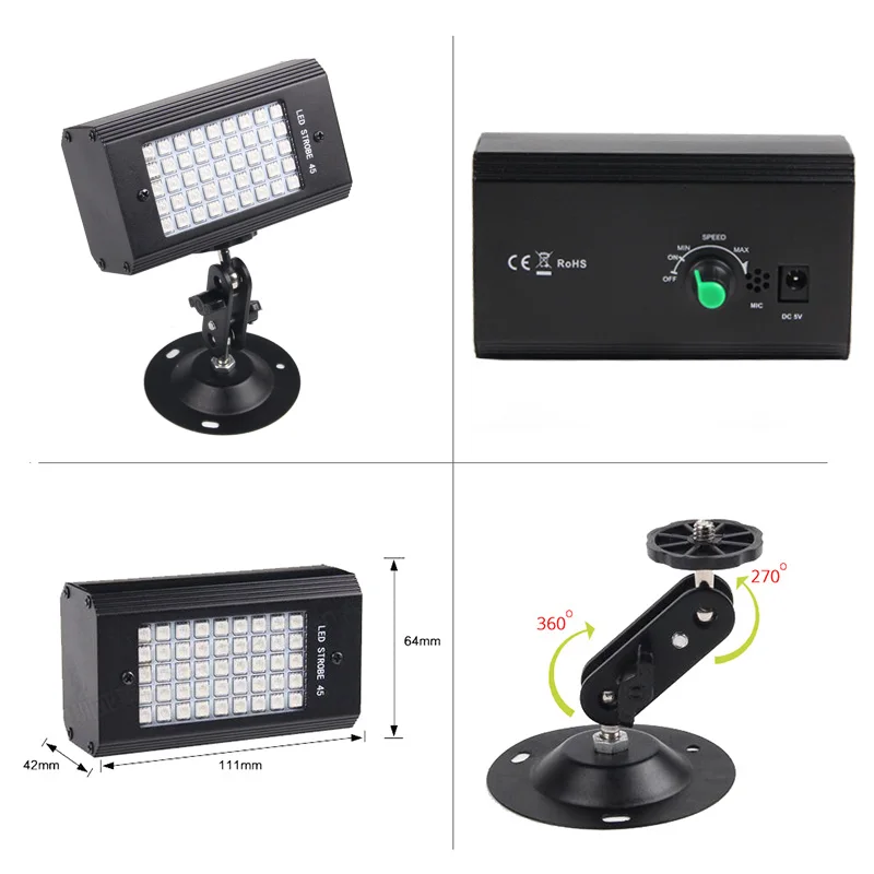 RGB LED Стробоскоп дискотека свет партии лампы для стробоскопа Звук Активированный