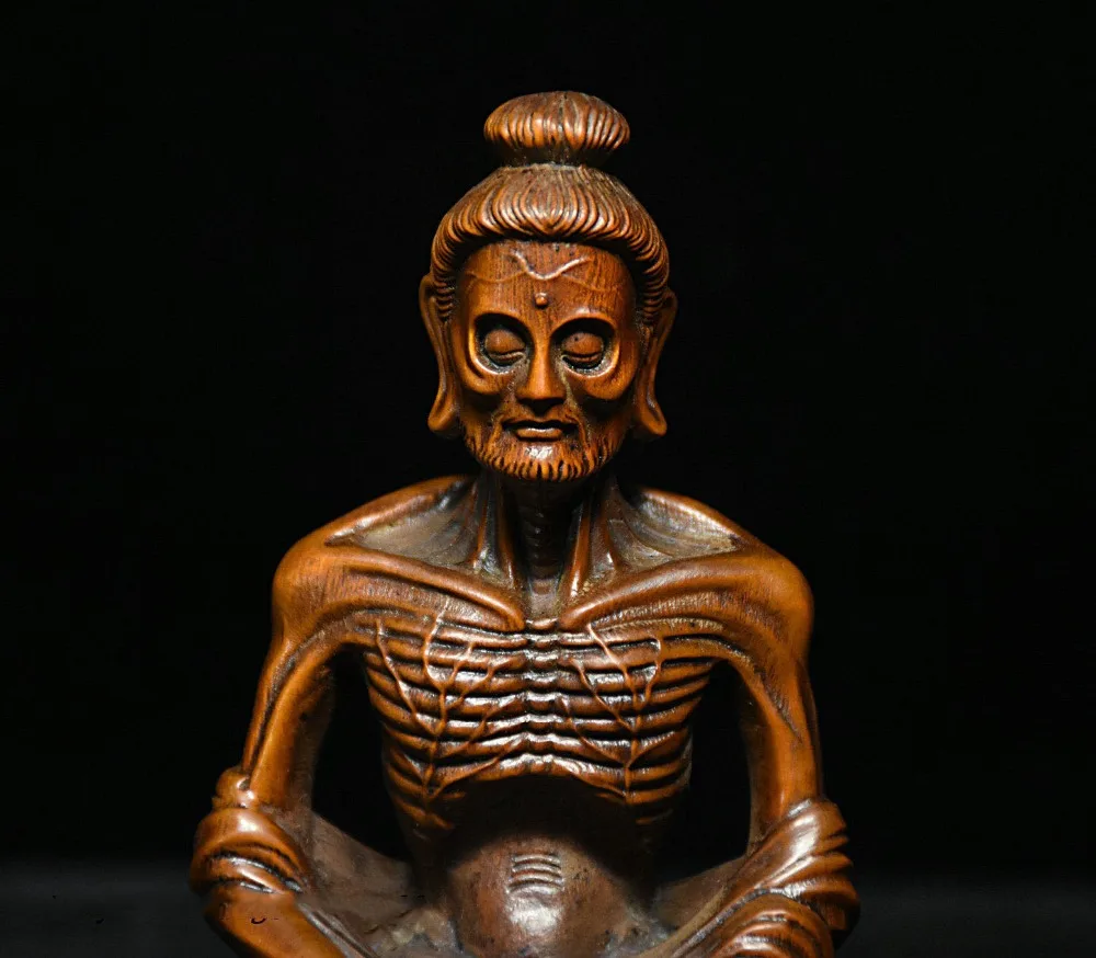 Свадебные украшения Китайский буддизм Самшит Деревянный монах Arhat Dharma Будда сидя в медитации статуя