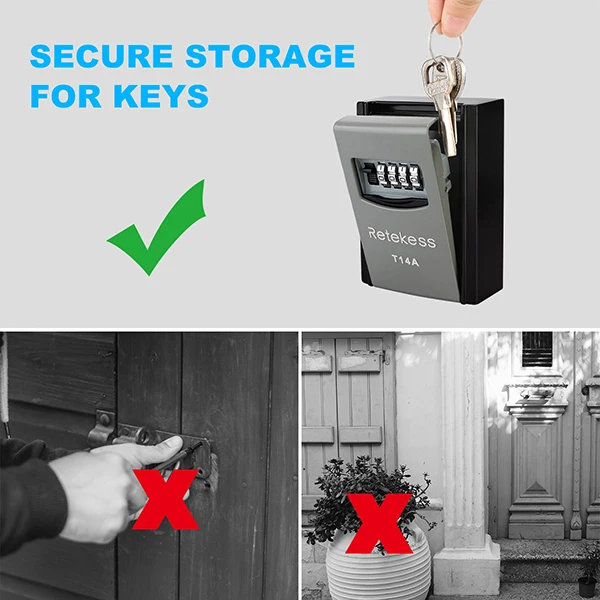 Retekess T14A Сейф для ключей, настенный 4 ключа с паролем, комбинированный замок, сплав, хранение ключей, хранение ключей, органайзер, коробки