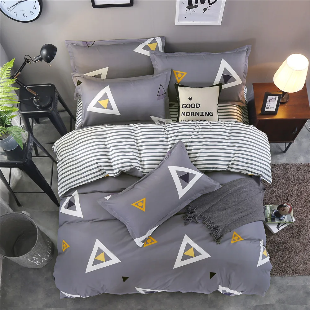 Waliicorners Nordic simplicity style geonetric pattern Duvet Cover sheets Bedding Set King queen full twin size Cute Girls bedclothes 22 378A03541