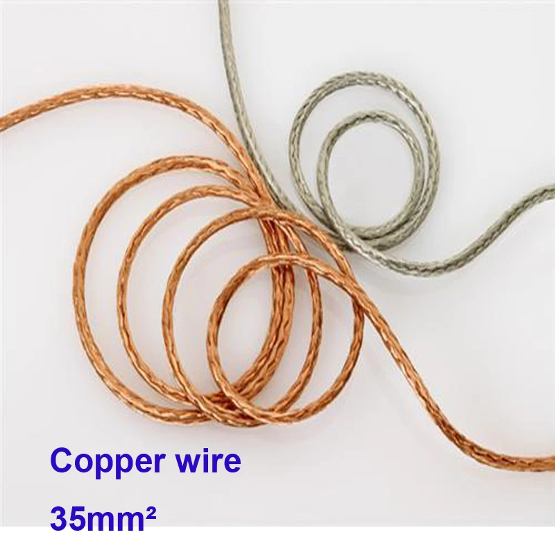 Free Shipping 1m/Lot High Quality Red Coppper 35 Square Millimeter Bare Copper Stranded Wire 8mm Di