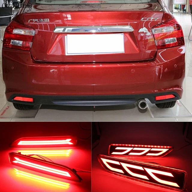 Car Flashing 2Pcs Multi-function LED Reflector Lamp Tail Rear Fog Lamp Bumper Light Brake Light For Honda City 2012 2013 2014 1