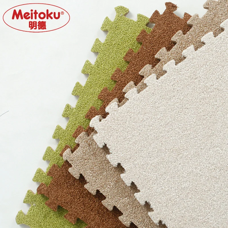 Мягкий детский игровой коврик пазл Meitoku из EVA пены с коротким мехом Напольный