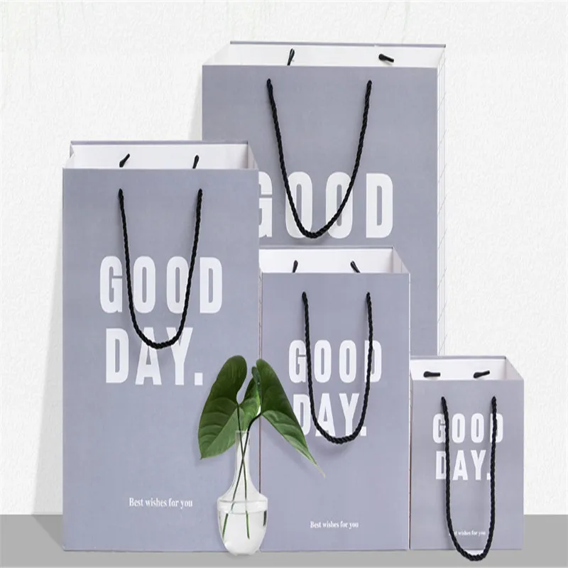 

5pcs Newest Arrived Fashion Design Shopping Bags Paperboard Storage Gift Protection Package Portable Hand Rope High-Quality Bags