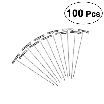 

100pcs Wig T-Pins 53mm with Plastic Box for Blocking Knitting Modelling Crafts Mannequin Head Sewing Hair Salon Styling Tools