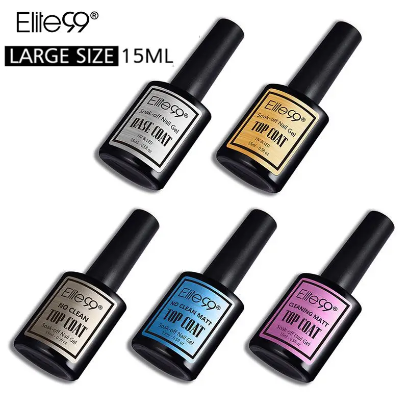 

Elite99 15ml Large Volume Top Base Coat Matte Shiny UV LED Soak Off Hot Sales Gel Polish No Clean Frosted Surface Matt Top Coat