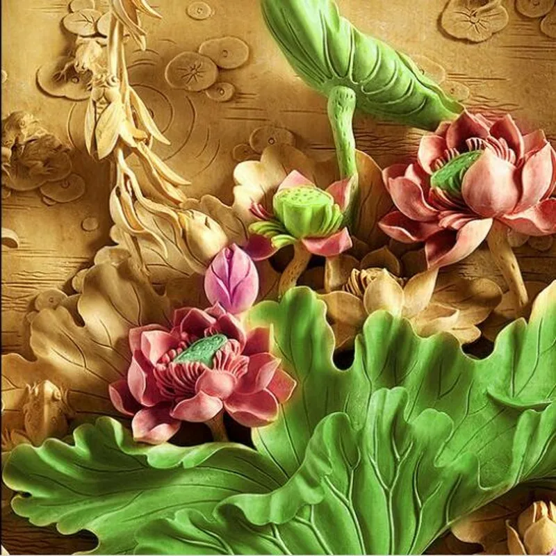 

Wellyu индивидуальные Крупногабаритные фрески Бутик 3D стерео Лотос крыльцо ТВ фон настенные украшения обои для стен 3 d