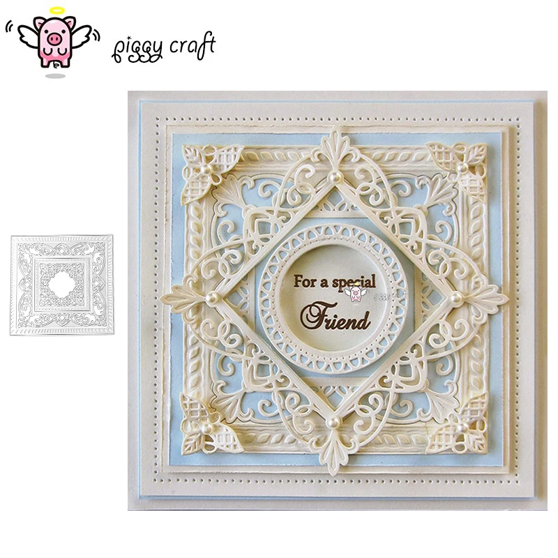 

Piggy Craft metal cutting dies cut die mold Square decoration frame Scrapbook paper craft knife mould blade punch stencils die