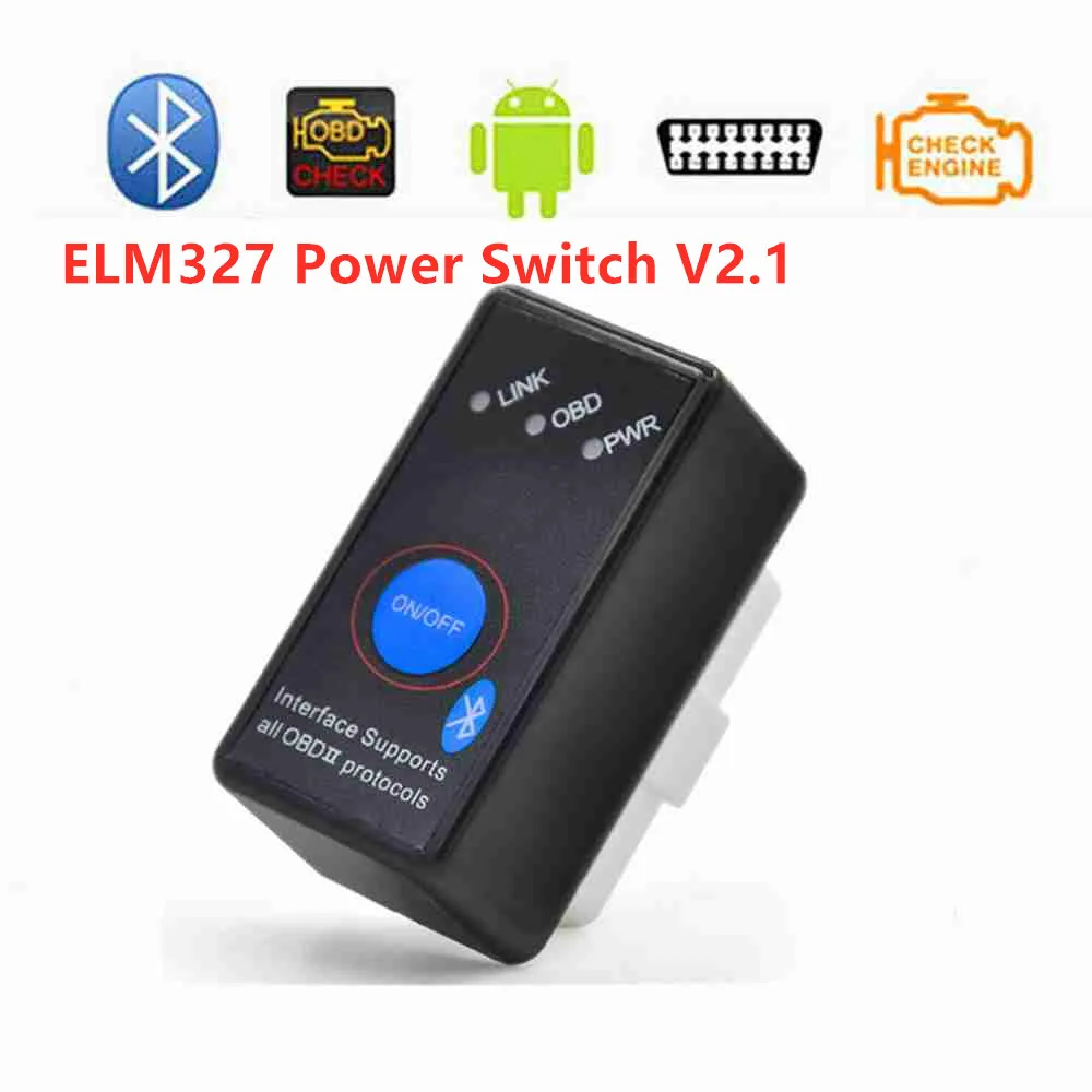 Хит, Супер Мини ELM327 Bluetooth V2.1 с переключателем питания ELM 327 OBD 2, автомобильный диагностический инструмент, сканер, крутящий момент, Android