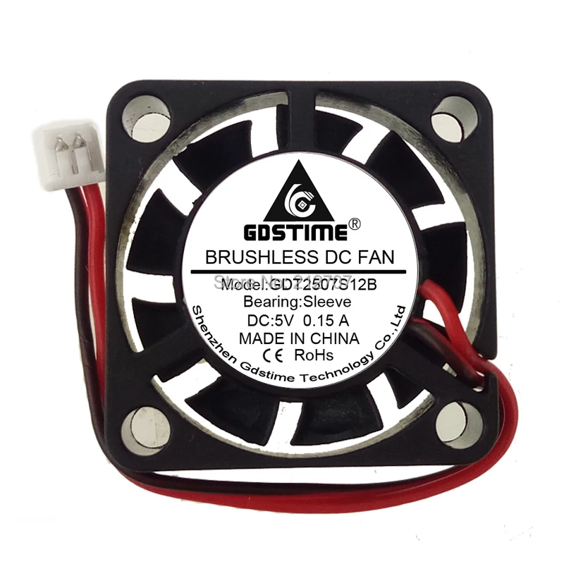 

100 PCS Gdstime 1.25 Connector 25x25x7mm DC 5V 2-Pin 25mm Cooler Brushless Chipset Heatsink Mini Cooling Fan 2507