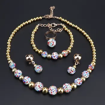 

OEOEOS Jewelry Sets Women Wedding African Beads Jewelry Set Multicolor Crystal Indian Bridal Necklace Set Jewelery Costume