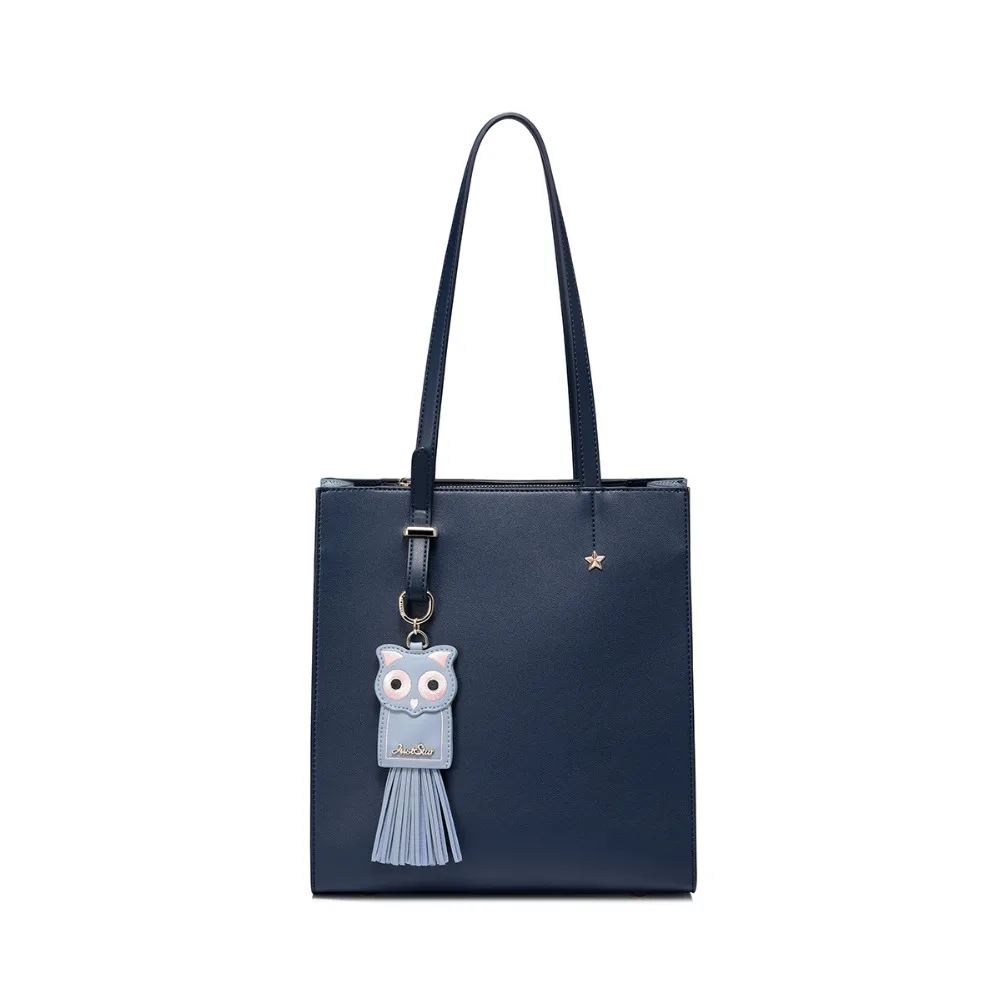 

Brand Women's PU Leather Shoulder Bags Female Owl Tassel Handbags Ladies Fashion Large Capacity Panelled Tote Purse