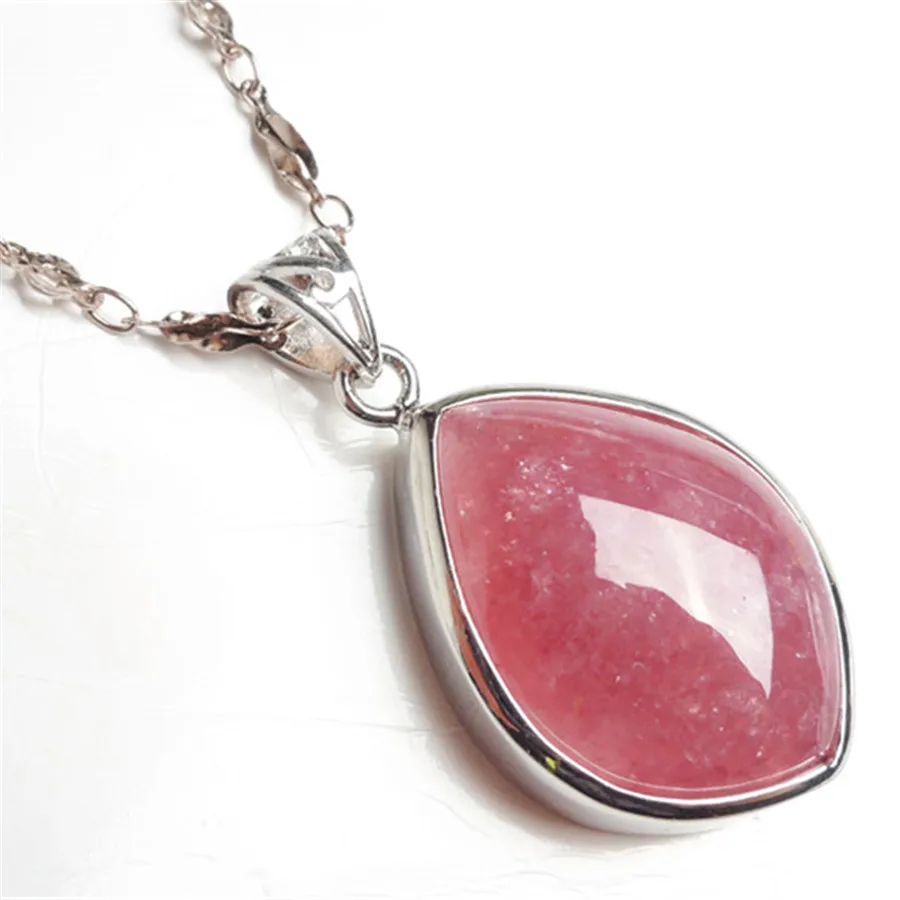 Genuine Natural Red Rhodochrosite Gem Stone Teardrop Bead Pendant Women