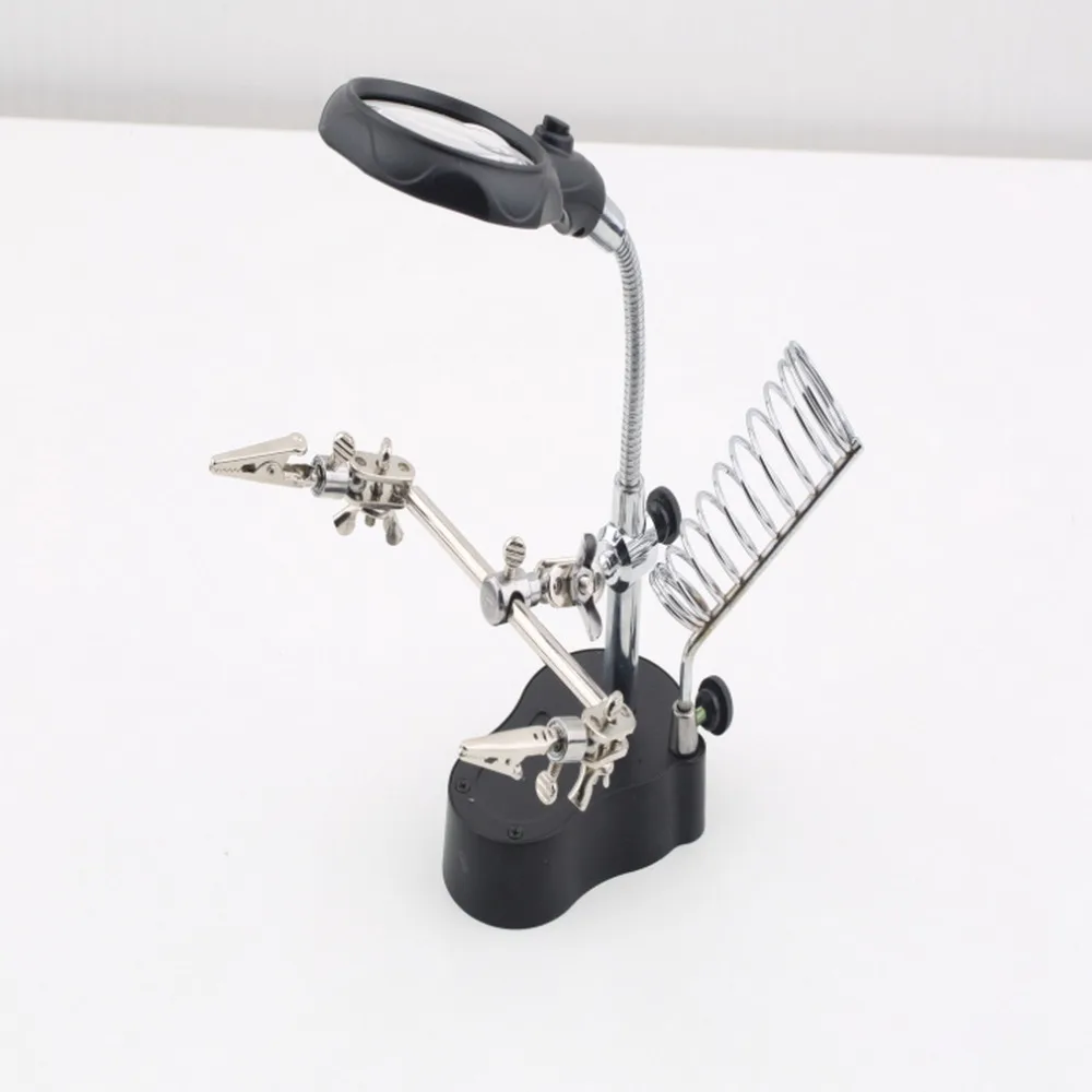 

ICOCO 3.5x 12X 3rd Helping Clip LED Lighting Handheld Reading Magnifying Soldering Iron Stand Glass Len Magnifier Table Light