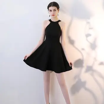 

Summer Halter Dresses Women Black Swing Mini Dress Party Vestidos De Festa Sundress