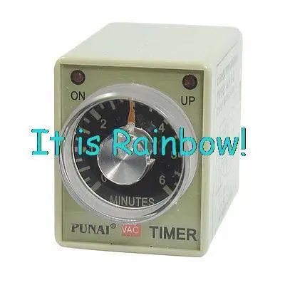 

Free Shipping AH3-3 Rotary Knob DPDT 8Pin 6Min 6M Timing Time Relay AC 220V w LED Indicator
