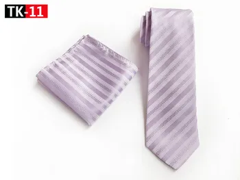 

8cm Formal Necktie Sets Purple Stripe Tie Cravat & Pocket Square