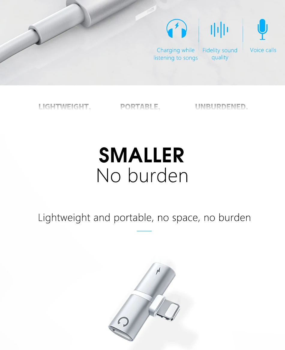 !ACCEZZ 2 in 1 Charging Audio Calling Adapter For iphone X 8 Plus XS IOS 12 Lighting Charge Jack to Earphone AUX Splitter Cable (2)