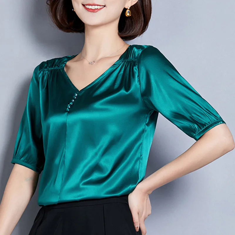 

Women Tops and Blouses Summer Casual Silk Blouse Harajuku Blusas Feminina Tops O-Neck Shirts Plus Size XXL/XXXL Ladies Tops
