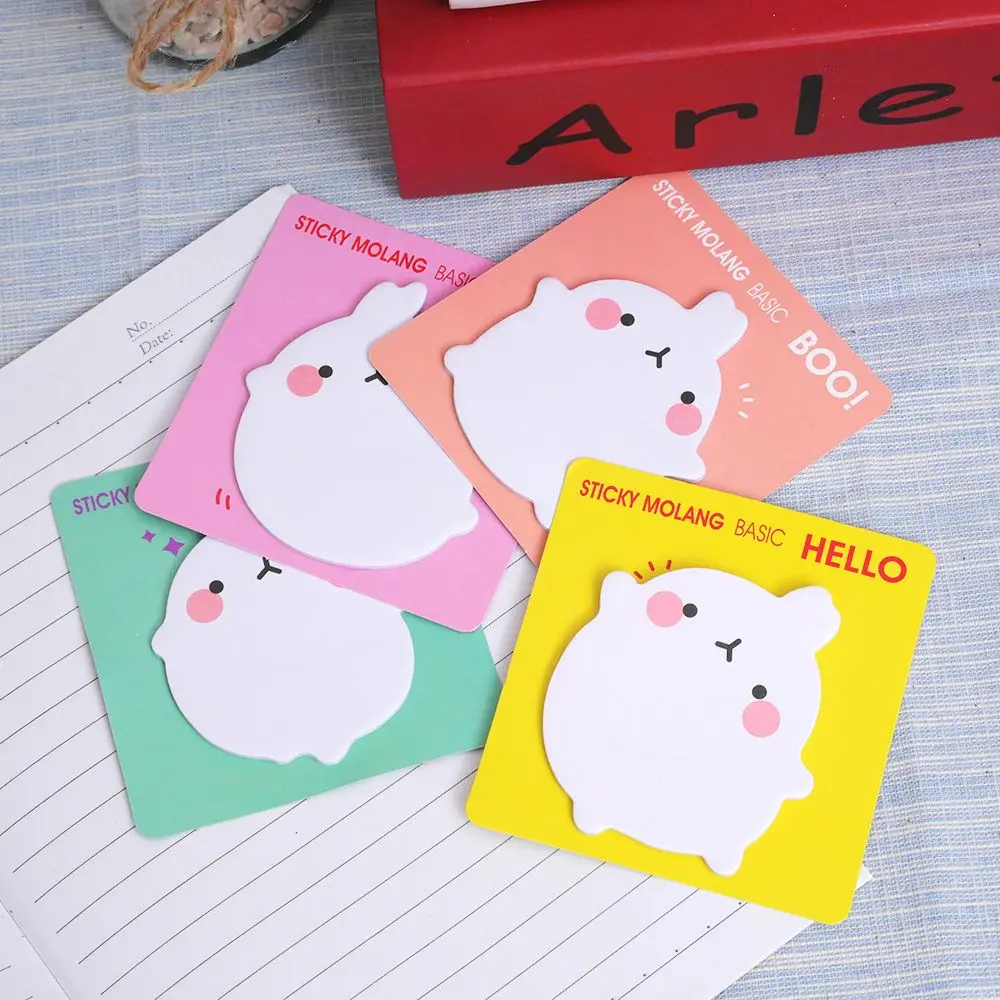 Cute Molang Potato Rabbit Sticky Notes Memo Pad Sticker Stationery Notebook Papelaria Message
