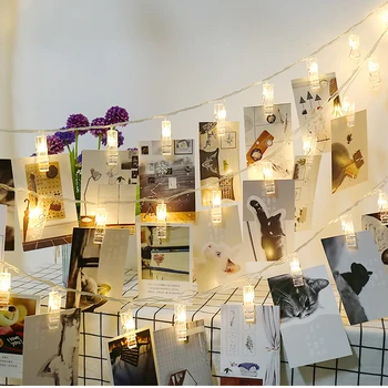 

8M 50LED Lamp Clips photo String Lights wedding home decoration Battery Operated led christmas lights for Outdoor lighting