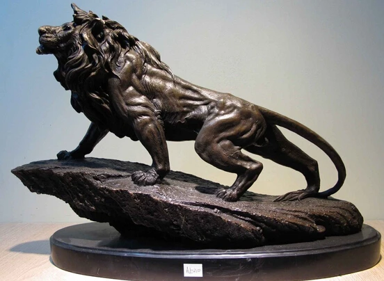 

wholesale factory Western Art Decor Bronze Sculpture Foo Dog Lion King Marble Base Statue Figurine