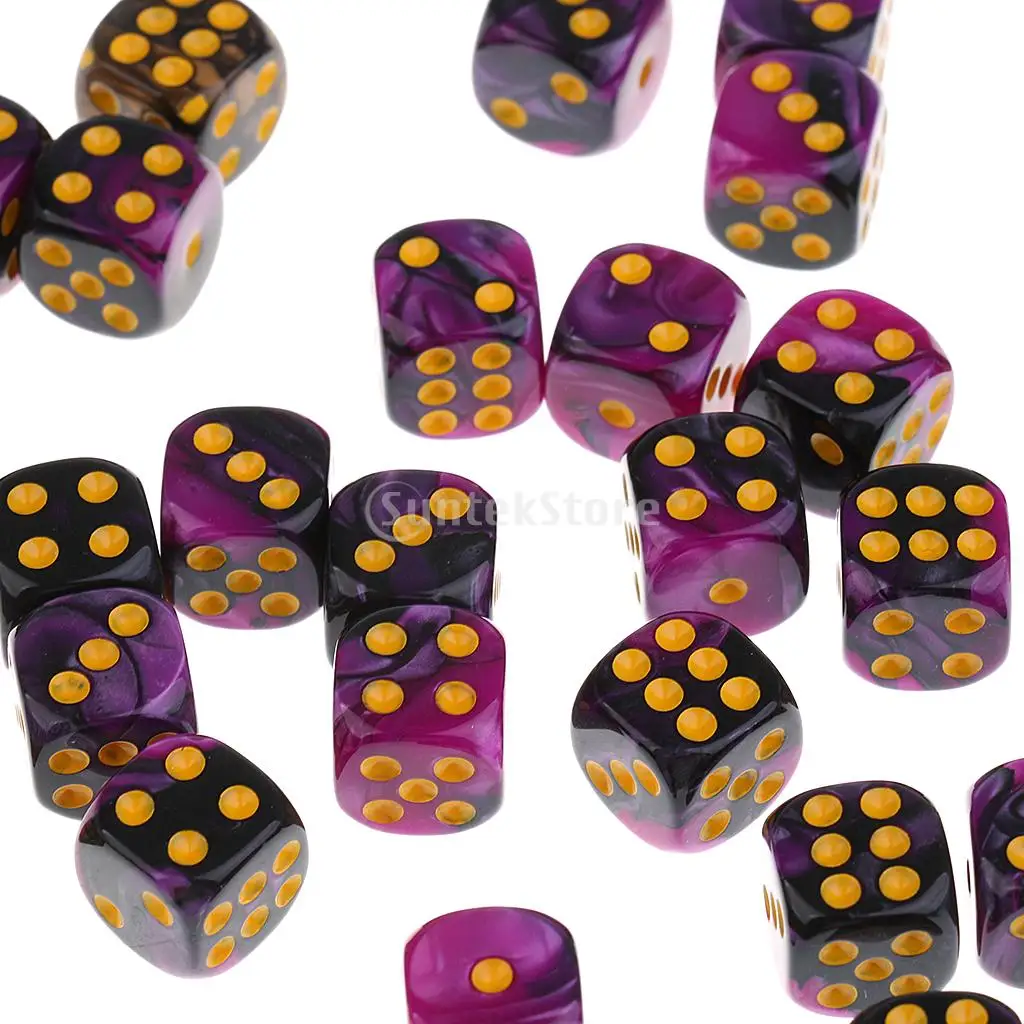 Portable 30 Pieces Acrylic 6-sided Spot Dice D6 with Iron Box Case for Party Bar Casino Supplies DND RPG Table Game Props