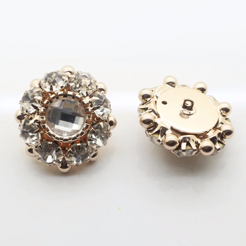 

New 5PCS 26MM Pink Crystal Flower Rhinestone Buttons DIY Craft Embellishment Silver Sewing Supplies Free Shipping