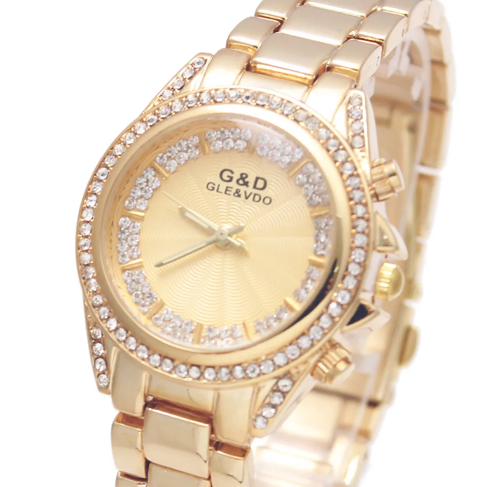 2017 Элитный бренд G & D Для женщин Часы Кварцевые наручные часы женские платье Часы Нержавеющая сталь браслет застежка Relojes Mujer подарки