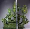 38cm Large Chinese Hand Carved 100% Natural Jade Dragon Incense statue Dragon Boat NT 5