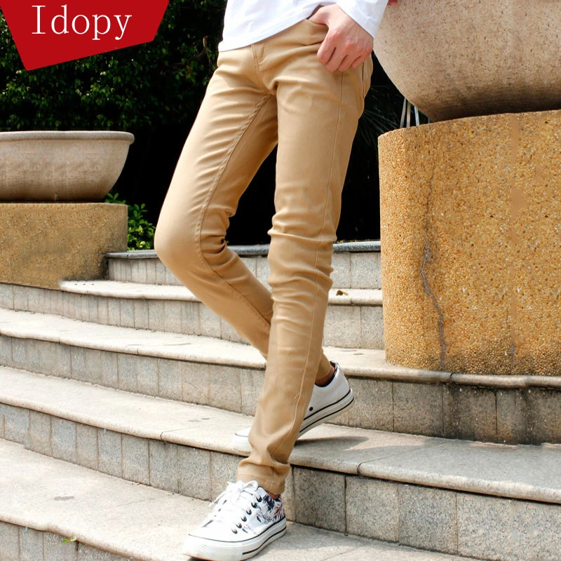 Online Buy Wholesale Skinny Jeans For Men Khaki From China Skinny Mens Fashion Denim Pencil Pants Skinny Khaki Elastic Ripped Washed Faded Slim Fit Long Jeans Trouser - Online Buy Wholesale Skinny Jeans For Men Khaki From China Skinny