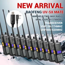 10PCS Brand New Baofeng UV5Xmate Handheld Dual Band Ham Two-way Radio Dual Display Standby Walkie Talkie+ USB Program Cable