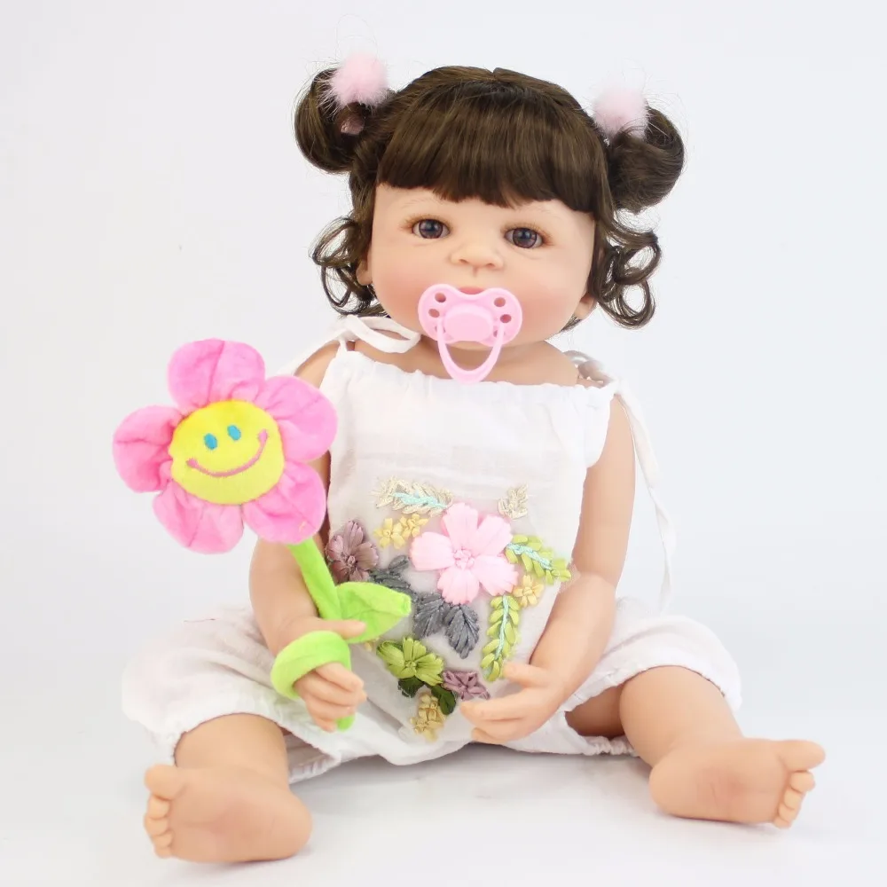 55CM Full Body SIlicone Vinyl Girl Reborn Babies Doll Bebe Alive