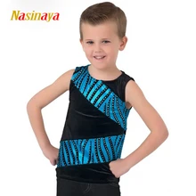 Индивидуальные фигурного катания топы для мальчиков мужчин обучение для соревнований по фигурному катанию катание Велет Черный Дети без рукавов