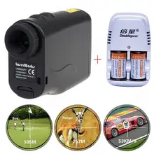 Free shipping Monocular Waterproof Laser font b Rangefinder b font Hunting Golf Scope Dual Charger Battery