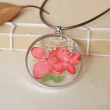 2015 new Japanese-style handmade Epoxy natural butterfly flower long necklace for women High quality herbarium jewelry