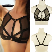 Регулируемая клетка бюстгальтер Для женщин, рождественский подарок, прозрачное белье, обтягивающий прозрачный кружевной комплект, жгут укороченный топ портупея с ремнями эротический бюстгалтер Фетиш нижнего белья одежда боди O0290