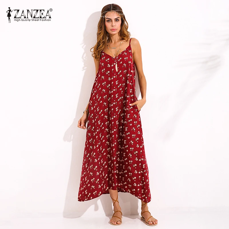 2017 ZANZEA Boho Womens Floral Print V Neck Sleeveless Sundress Summer Beach Evening Strappy Pockets Maxi Long Dress Vestidos long-floral-maxi : image 2017 ZANZEA Boho Womens Floral Print V Neck Sleeveless Sundress Summer Beach Evening Strappy Pockets Maxi Long Dress Vestidos long-floral-maxi