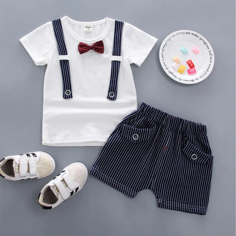 Летняя одежда для новорожденных мальчиков; повседневная верхняя одежда; шорты в полоску; Одежда для младенцев; комплекты для маленьких джентльменов; одежда для маленьких мальчиков; костюм