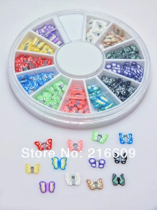 Лучшие продажи! 12 коробок = 12 колес/партия смешанные полимерные глиняные Ломтики украшения для ногтей Fimo 3D наклейки для ногтей