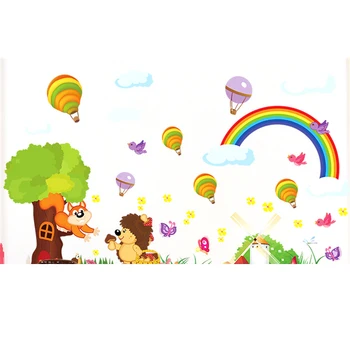 

NEW DIY Cartoon Rainbow Wall Sticker Kindergarten Kids' Room Cartoon Animal Wall Stickers Living Room Wall Decor Home Gift