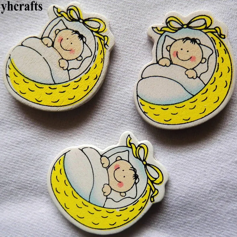 

10PCS/LOT Sleeping baby wood stickers Decorative stickers Kindergarten crafts Fridge stickers Door stickers School ornament OEM