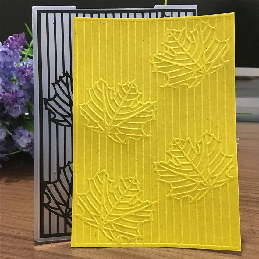 

Maple Leaf Stripes Background Plastic Embossing Folder For Scrapbooking Photo Album Paper Card Making DIY Greeting Card Gift Box